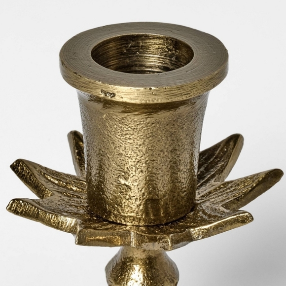 Studio McGee Threshold Botanical Gold Leaf Taper Candle Holders Metal Brass Targ - Picture 11 of 13